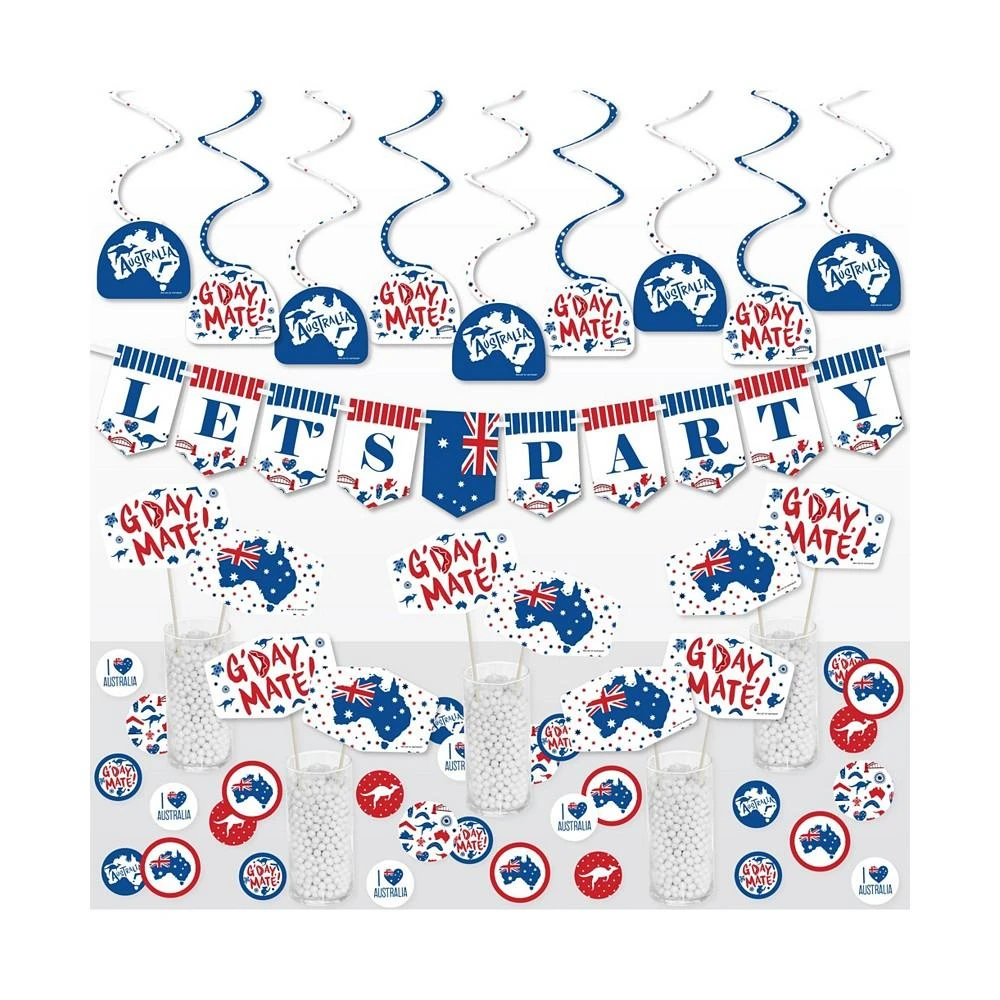 商品Big Dot of Happiness|Australia Day G’Day Mate Aussie Party Supplies Kit Decor Galore Party Pack 51 Pc,价格¥246,第1张图片