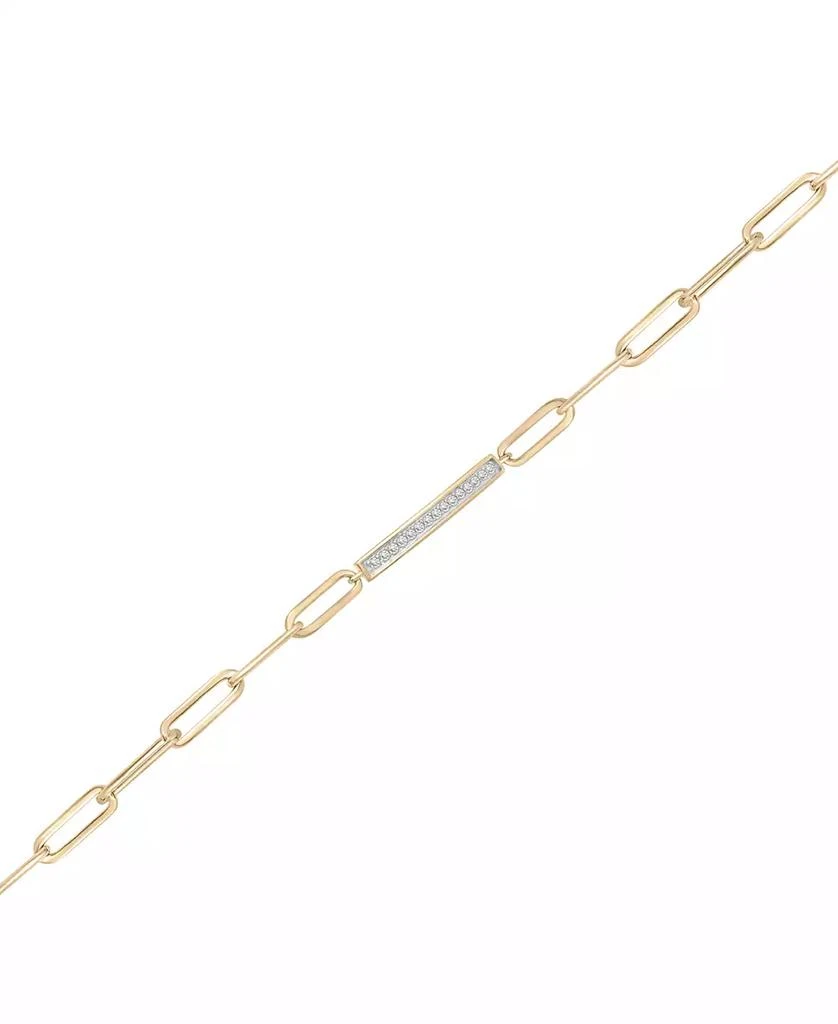 商品Macy's|Diamond Bar Paperclip Link Bracelet  (1/6 ct. t.w.) in 14k Gold-Plated Sterling Silver, Created for Macy's,价格¥374,第3张图片详细描述