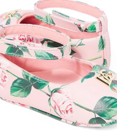 商品Dolce & Gabbana|婴幼儿 — DG花卉皮革芭蕾舞平底鞋,价格¥2466,第4张图片详细描述
