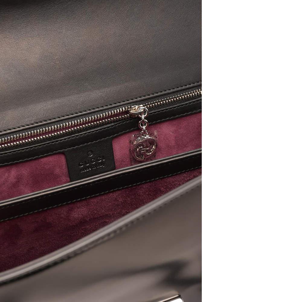 Gucci Black Smooth Calfskin Leather Caspian Medium Lady Lock Bag商品第7张图片规格展示