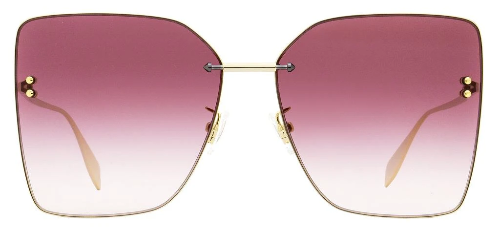 商品Alexander McQueen|Alexander McQueen Women's Square Sunglasses AM0342S 003 Gold 63mm,价格¥1922,第1张图片