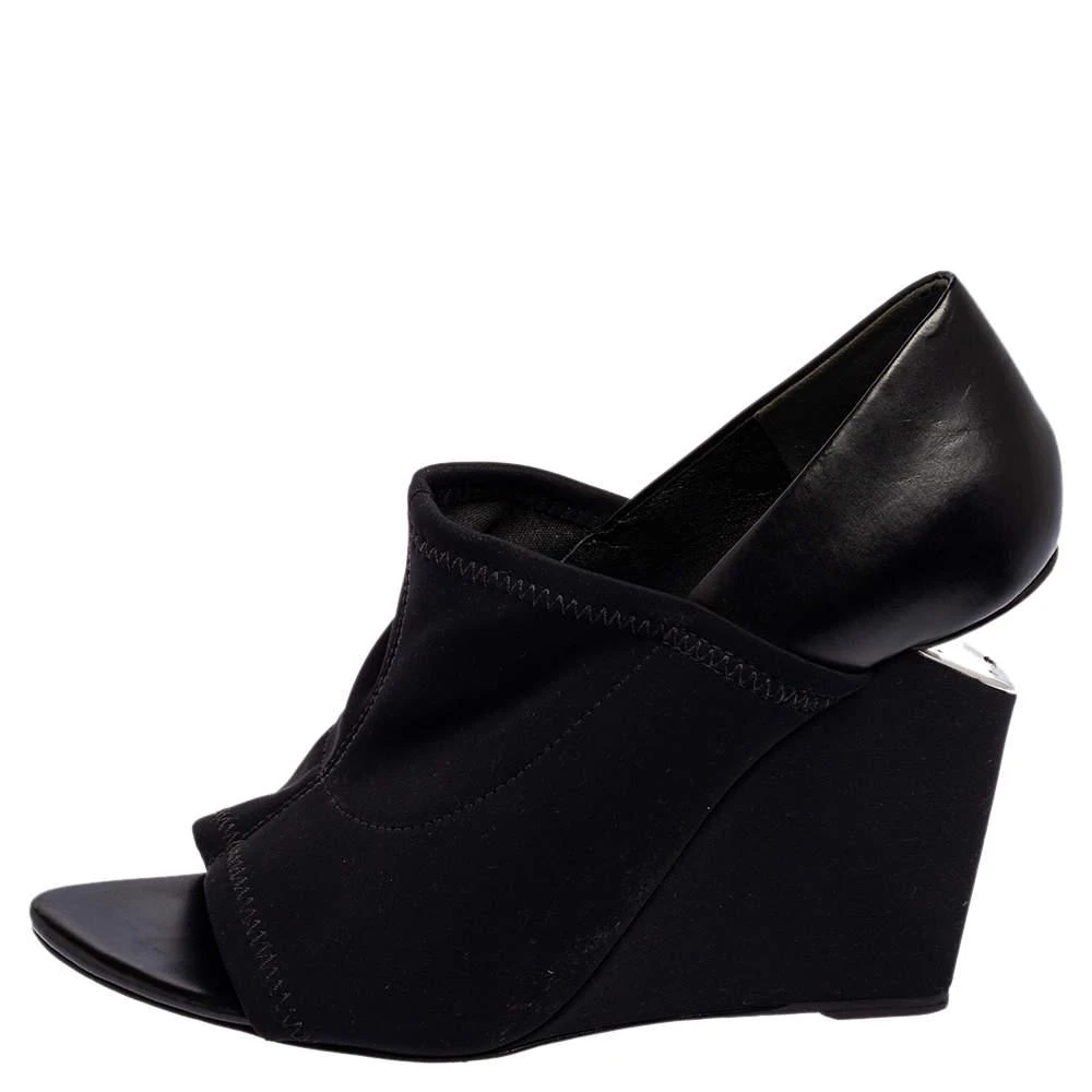 商品[二手商品] Alexander Wang|Alexander Wang Black Leather And Stretch Fabric Alla Wedge Pumps Size 38,价格¥807,第2张图片详细描述