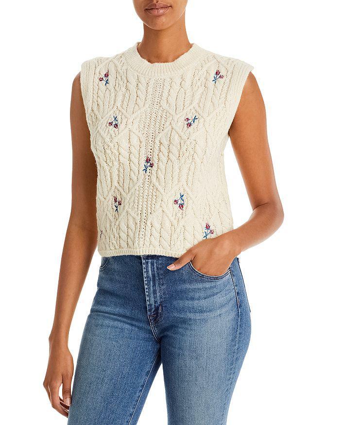 商品AQUA|Sleeveless Knit Floral Sweater - 100% Exclusive,价格¥391,第3张图片详细描述