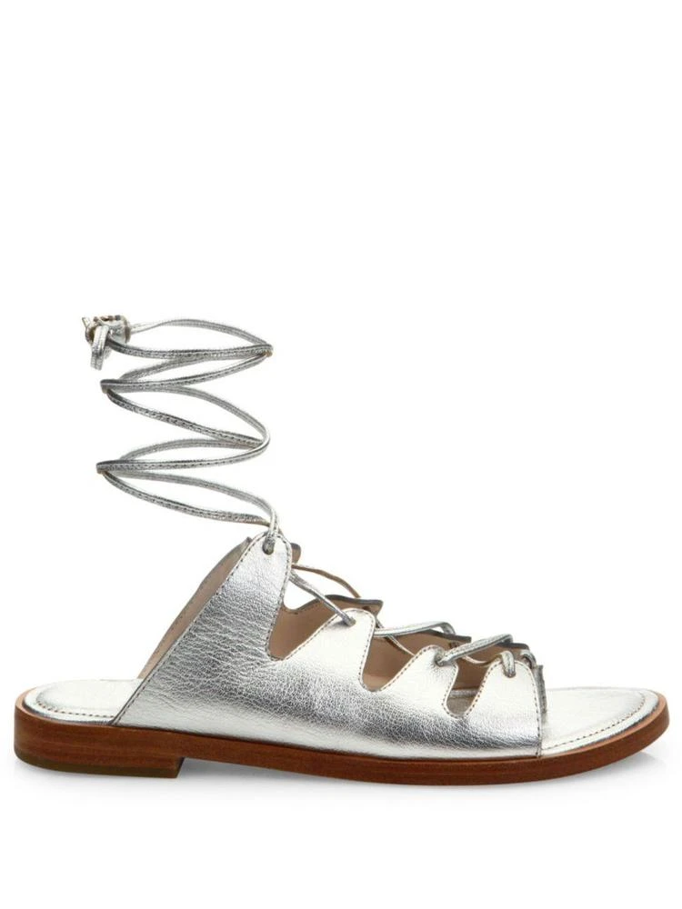 商品Loeffler Randall|Kira Metallic Leather Lace-Up Sandals,价格¥976,第5张图片详细描述