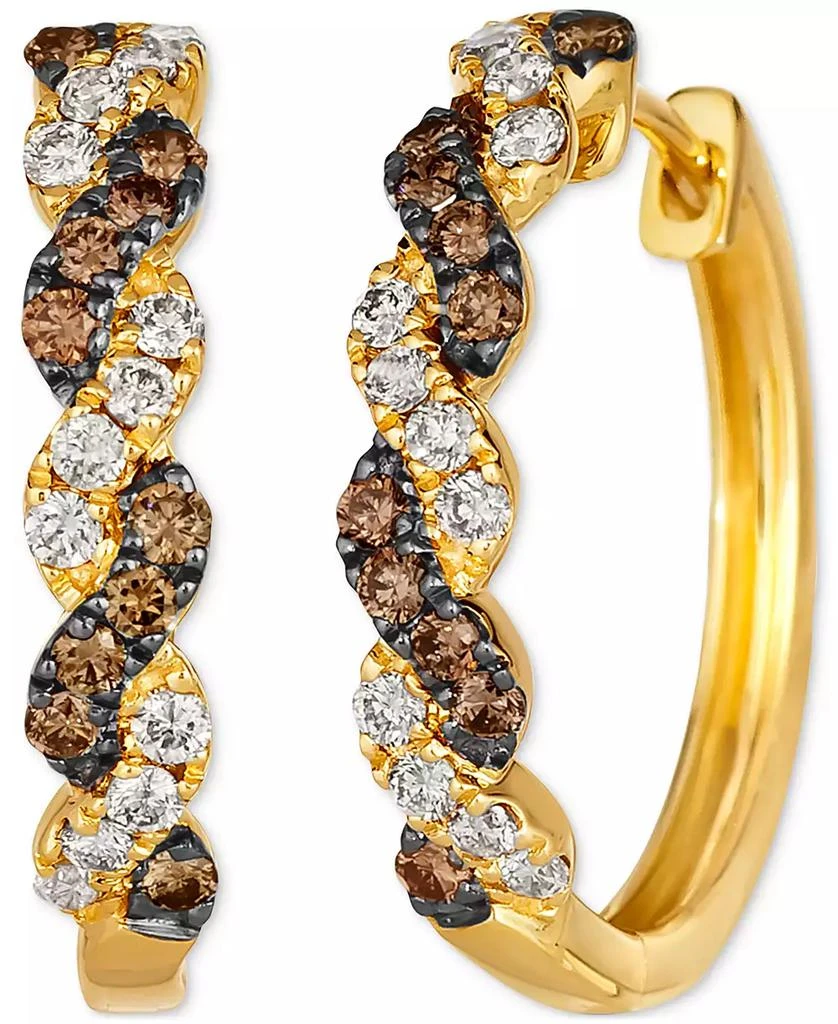 商品Le Vian|Chocolate Diamond & Nude Diamond Twist Style Small Hoop Earrings (3/4 ct. t.w.) in 14k Gold, 0.82",价格¥9640,第1张图片