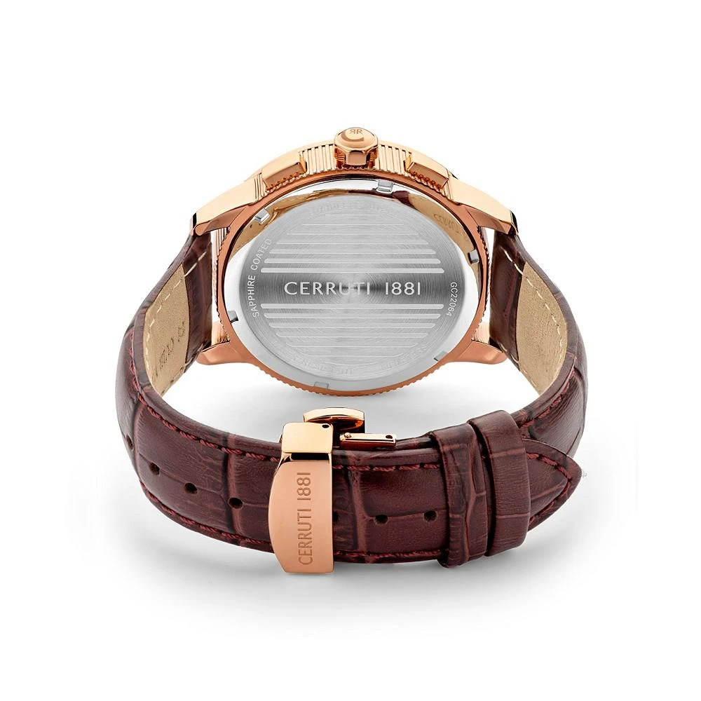 商品POLICE|Men's Mucciano Collection Brown Genuine Leather Strap Chronograph Watch, 44mm,价格¥2252,第3张图片详细描述