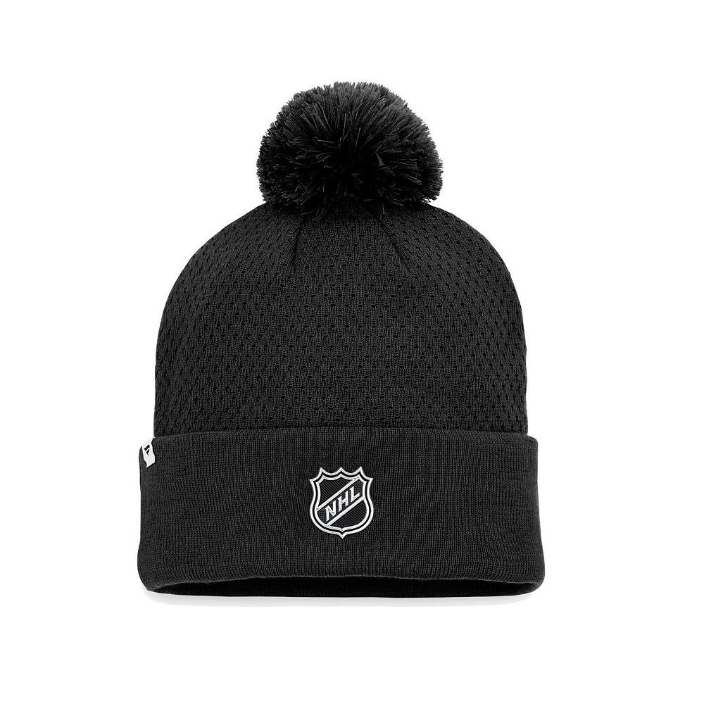 Women's Branded Black Pittsburgh Penguins Authentic Pro Road Cuffed Knit Hat with Pom商品第2张图片规格展示