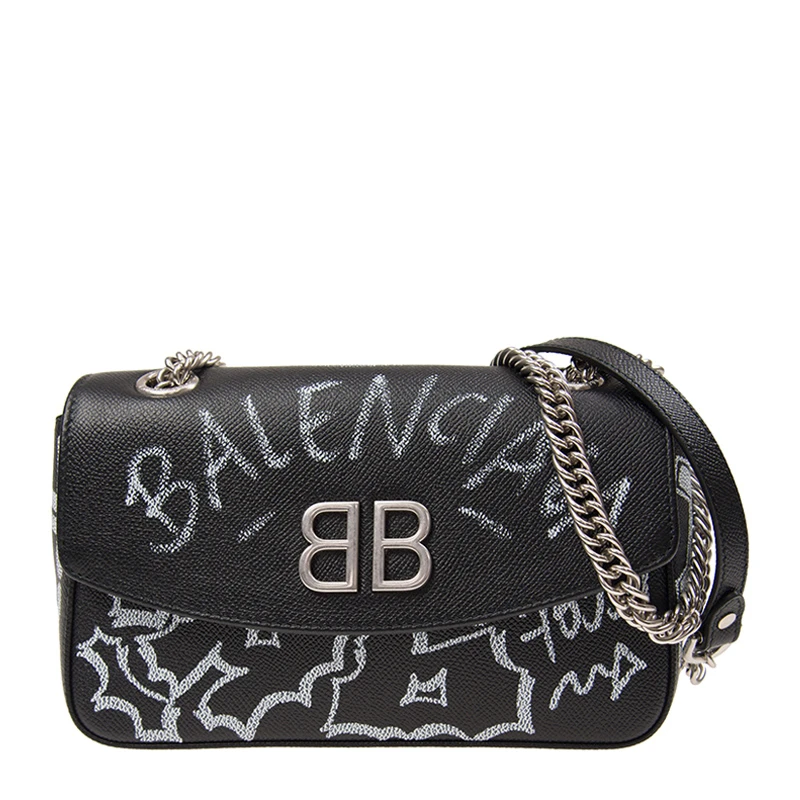 商品[国内直发] Balenciaga|Balenciaga 巴黎世家 女士黑色涂鸦印花单肩挎包 516919-0OTAN-1090,价格¥11162,第1张图片