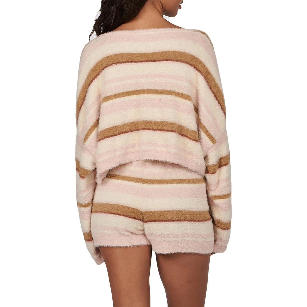 Charlie Holiday Tellow Women's Striped Fuzzy Knit Long Sleeve Crop Top 商品