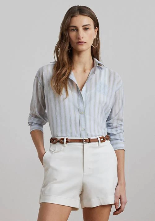 商品Ralph Lauren|Oversize Striped Cotton Voile Shirt,价格¥537,第1张图片