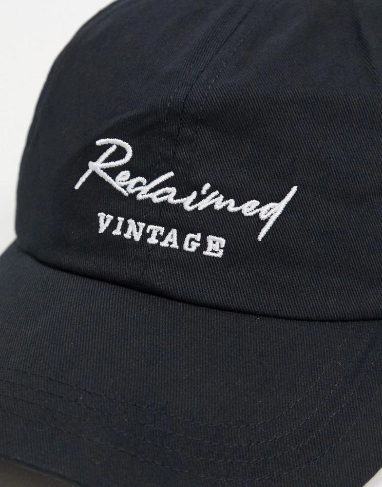 商品Reclaimed Vintage|Reclaimed Vintage inspired unisex logo embroidery cap in black,价格¥87,第3张图片详细描述