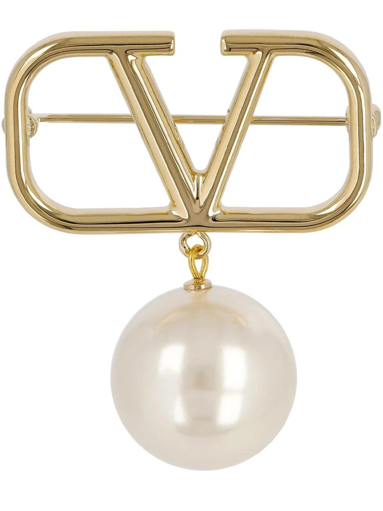 商品Valentino|V Logo Signature Faux Pearl Brooch,价格¥1671,第1张图片