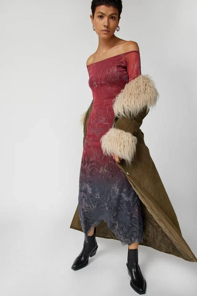 商品Urban Outfitters|UO Maya Mesh Off-The-Shoulder Midi Dress,价格¥677,第1张图片详细描述