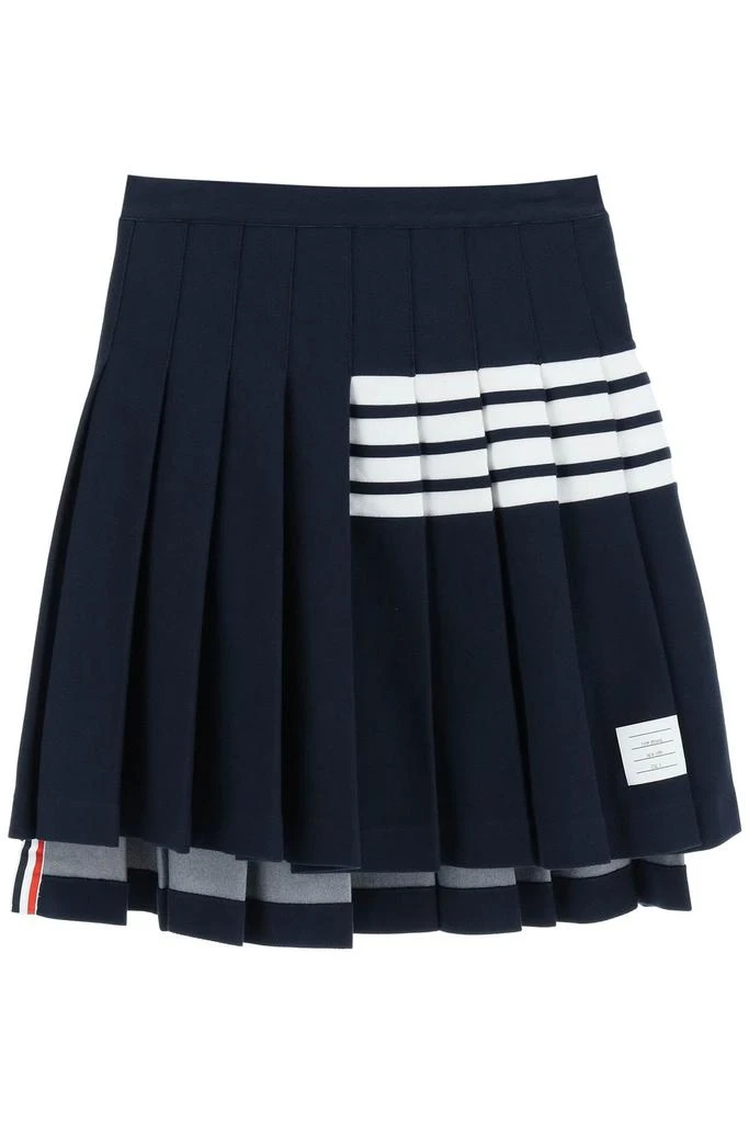 商品Thom Browne|Thom browne pleated 4-bar skirt in cotton piquet,价格¥9084,第1张图片