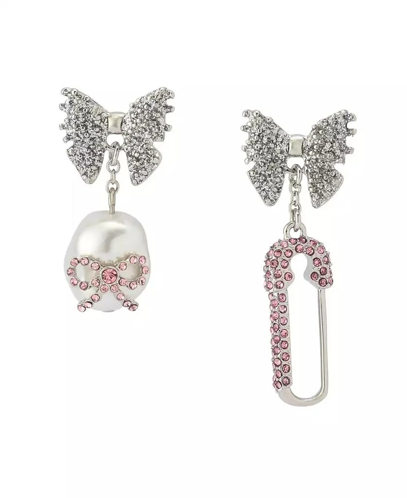 商品Betsey Johnson|Faux Stone Bow Pearl Safety Pin Mismatch Earrings,价格¥427,第1张图片