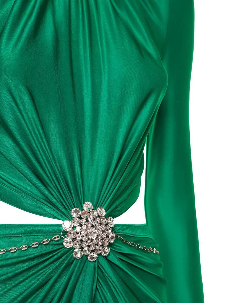 商品Paco Rabanne|Shiny Jersey Cutout Long Dress W/ Brooch,价格¥6436,第4张图片详细描述