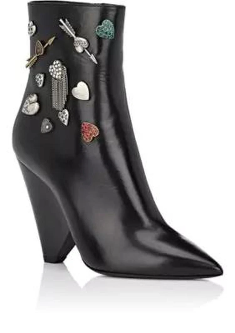 商品Yves Saint Laurent|Niki Embellished Leather Ankle Boots,价格¥6239,第2张图片详细描述