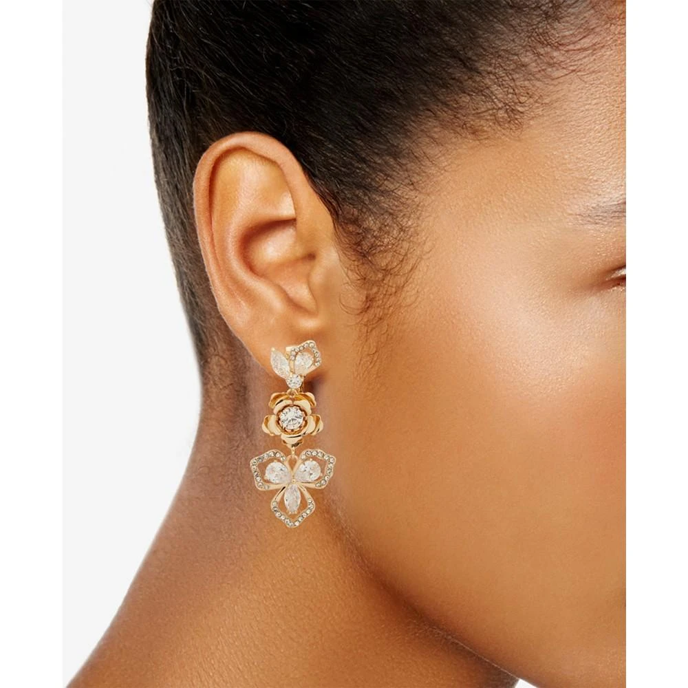 商品Anne Klein|Gold-Tone Crystal Flower Clip-On Drop Earrings,价格¥122,第2张图片详细描述