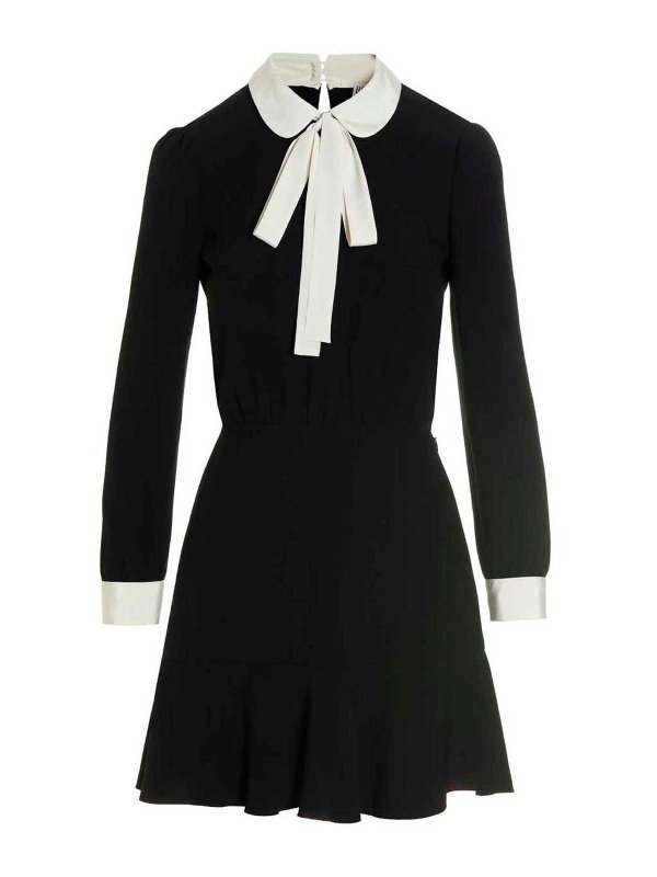 RED VALENTINO 女士黑色醋酸纤维连衣裙 1R0VAFS4-0W7-0MG商品第1张图片规格展示