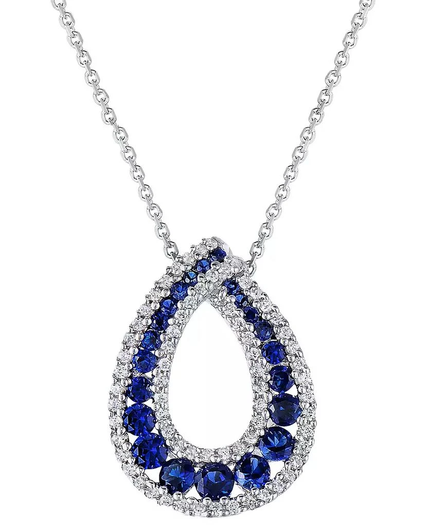 商品Macy's|Lab-Grown Sapphire (1-1/2 ct. t.w.) & Cubic Zirconia Teardrop 18" Pendant Necklace in Sterling Silver,价格¥806,第1张图片