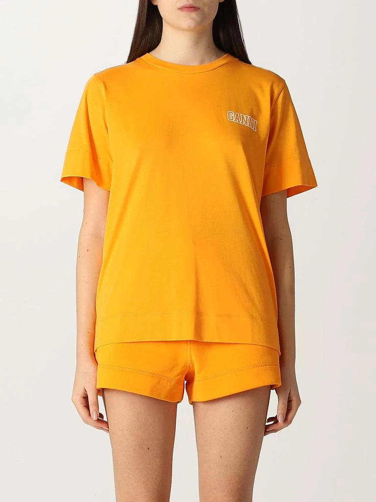 商品Ganni|Ganni cotton blend T-shirt with logo,价格¥303,第1张图片