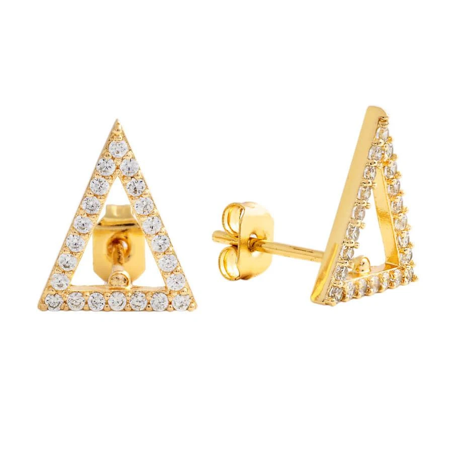 商品Sole du Soleil|Lupine Collection Women's 18k YG Plated Open Triangle Stud Fashion Earring,价格¥156,第1张图片