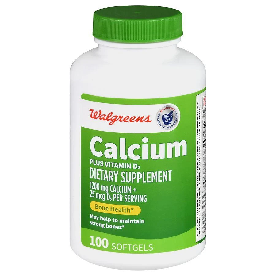 商品Walgreens|Calcium 1200 mg Plus Vitamin D3 25 mcg Softgels (100 days),价格¥194,第1张图片