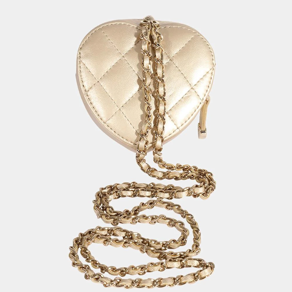 商品[二手商品] Chanel|Chanel Gold Quilted Lambskin Leather Heart Shoulder Bag ,价格¥33995,第3张图片详细描述