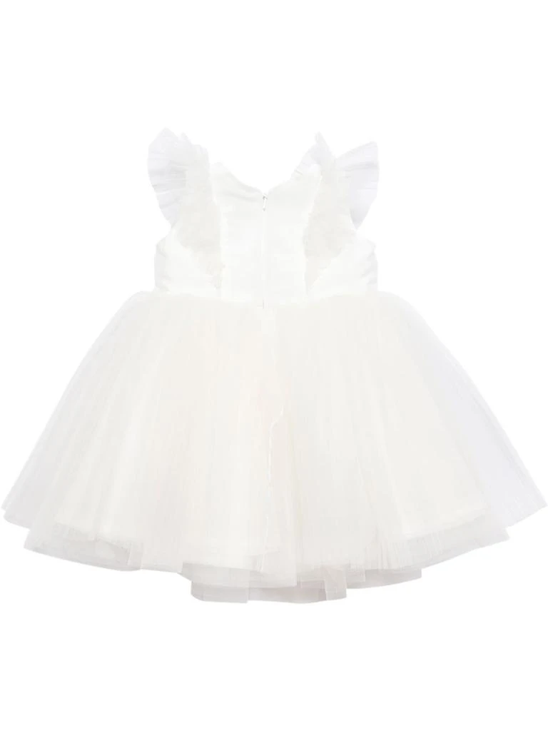 商品MONNALISA|Tulle & Cotton Dress W/ Flower Appliqué,价格¥1021,第2张图片详细描述