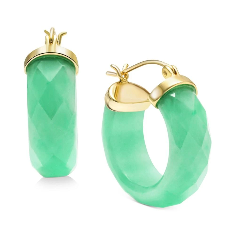 商品Macy's|Dyed Jade Small Hoop Earrings in 14k Gold-Plated Sterling Silver, 1",价格¥2686,第1张图片