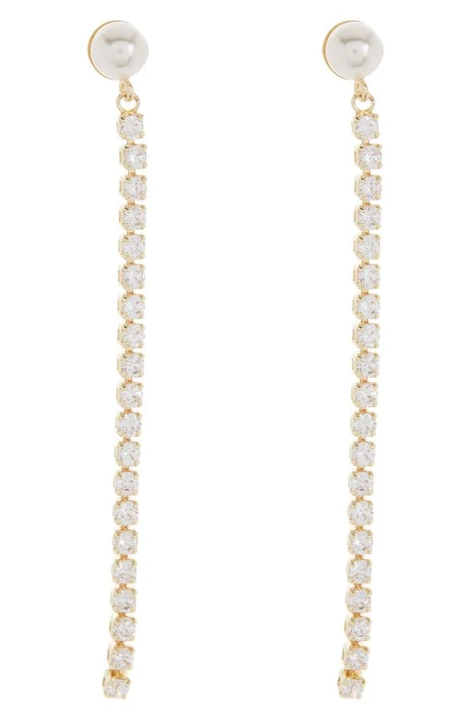 商品Nordstrom|Imitation Pearl CZ Linear Drop Earrings,价格¥136,第1张图片