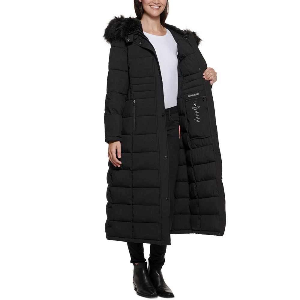 商品Calvin Klein|Women's Faux-Fur-Trim Hooded Maxi Puffer Coat,价格¥1502,第4张图片详细描述