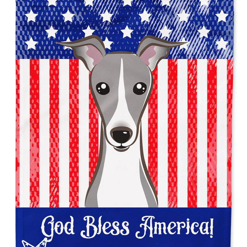 商品Caroline's Treasures|11 x 15 1/2 in. Polyester American Flag and Italian Greyhound Garden Flag 2-Sided 2-Ply,价格¥135,第1张图片