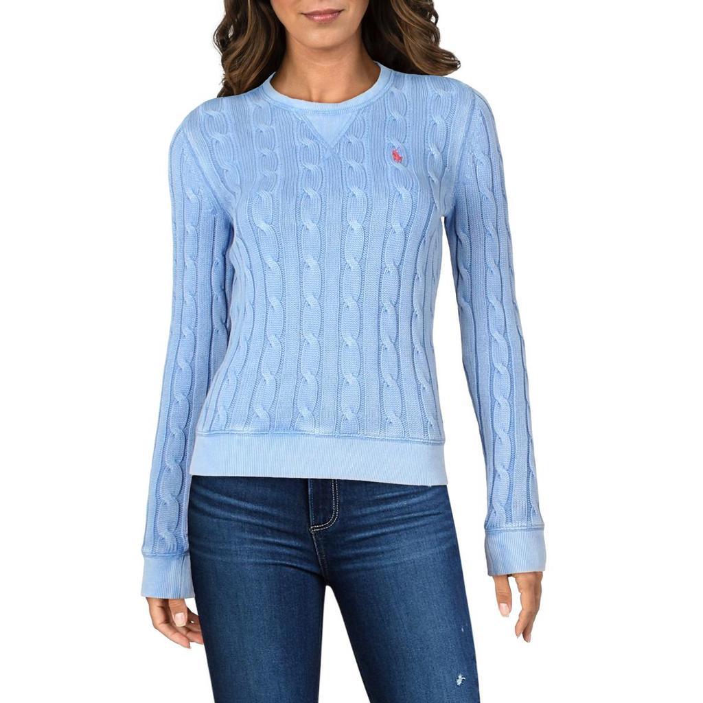 商品Ralph Lauren|Polo Ralph Lauren Womens Cable Knit Ribbed Trim Pullover Sweater,价格¥471,第1张图片
