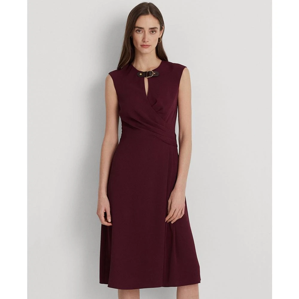 商品Ralph Lauren|Women's Buckle-Trim Georgette Cap-Sleeve Dress,价格¥356,第3张图片详细描述