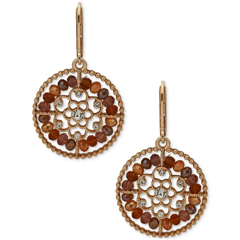 商品Lonna & Lilly|Gold-Tone Beaded Openwork Flower Drop Earrings,价格¥184,第1张图片