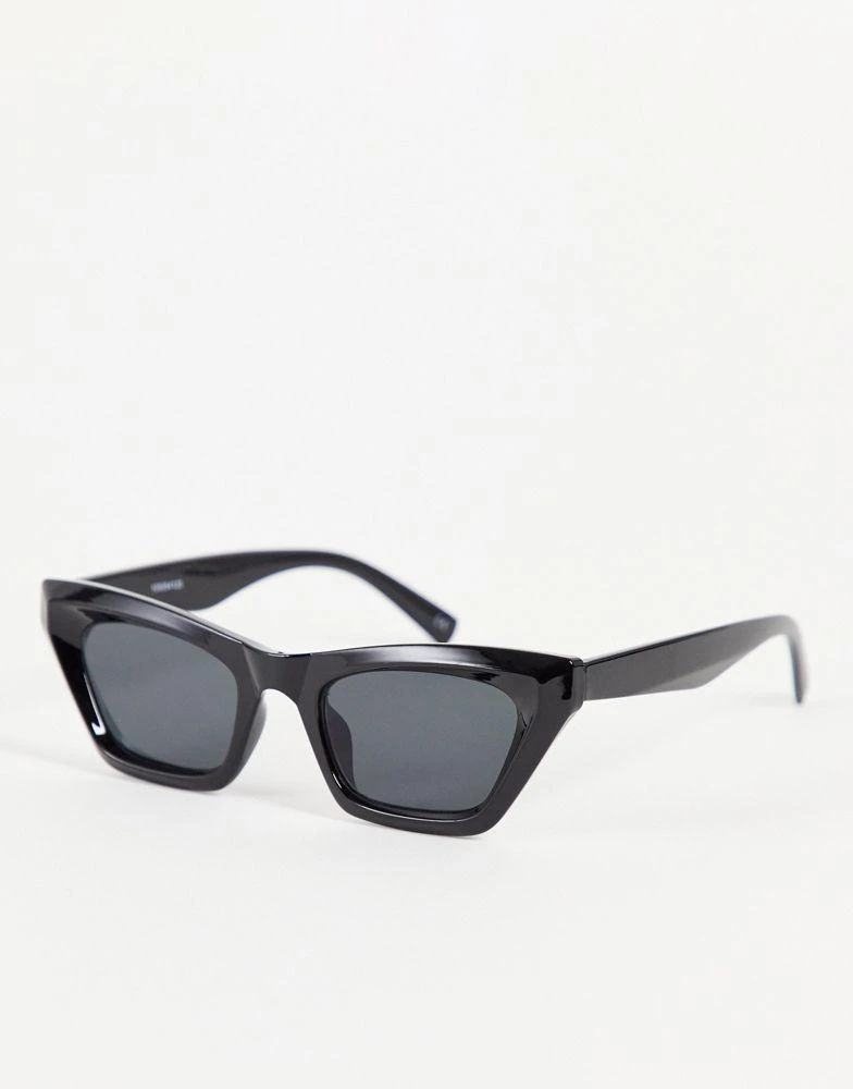 商品ASOS|ASOS DESIGN square cat eye sunglasses with bevel in black,价格¥93,第1张图片