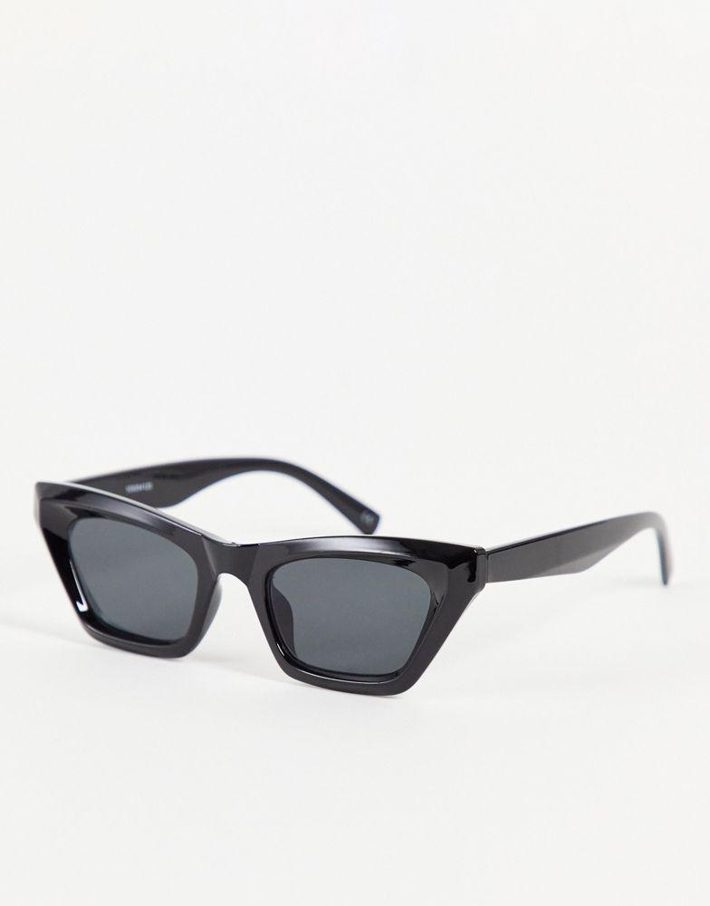 商品ASOS|ASOS DESIGN frame square cat eye sunglasses with bevel in black,价格¥93,第1张图片