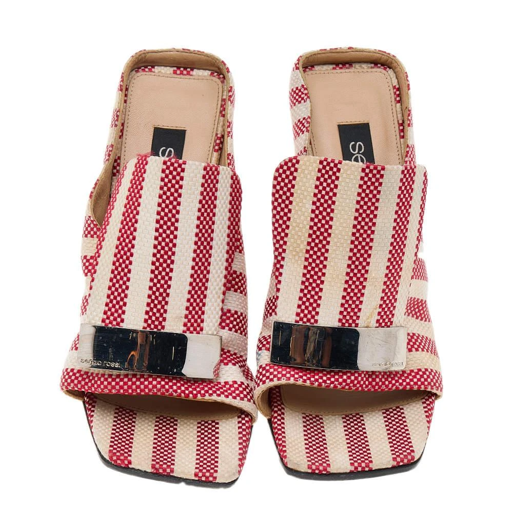 商品[二手商品] Sergio Rossi|Sergio Rossi Multicolor Striped Fabric Slide Sandals Size 36,价格¥1554,第3张图片详细描述