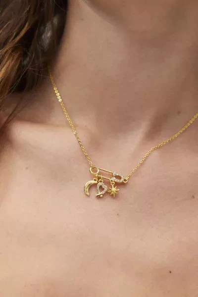 商品Urban Outfitters|14k Gold Plated Safety Pin Charm Necklace,价格¥76,第1张图片