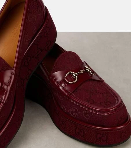 商品Gucci|Horsebit GG帆布厚底乐福鞋,价格¥10624,第5张图片详细描述