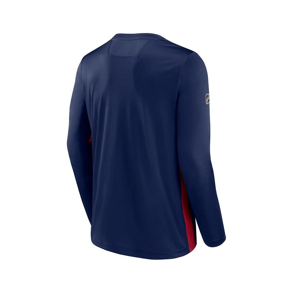 Men's Branded Navy Montreal Canadiens Authentic Pro Rink Performance Long Sleeve T-Shirt商品第2张图片规格展示