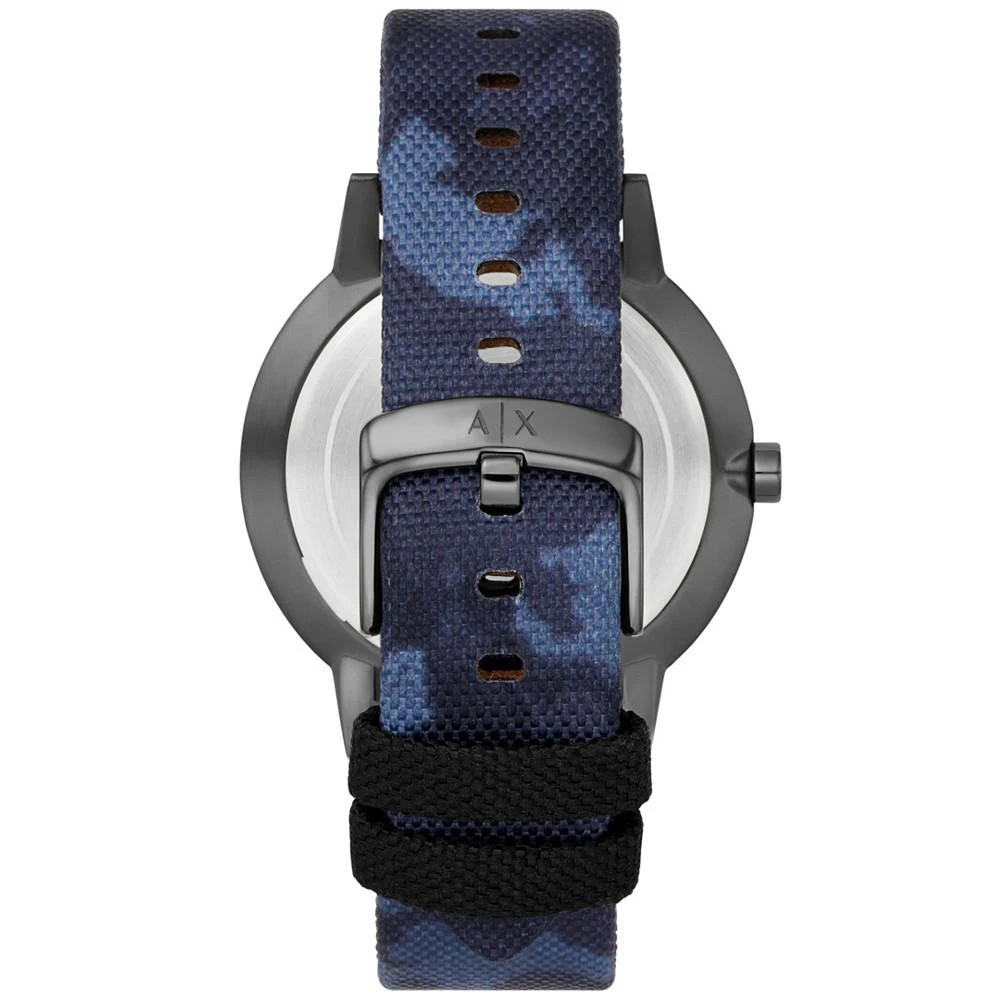 商品Armani Exchange|Men's Three-Hand Blue Recycled Polyethylene Terephthalate Fabric Strap Watch,价格¥841,第3张图片详细描述