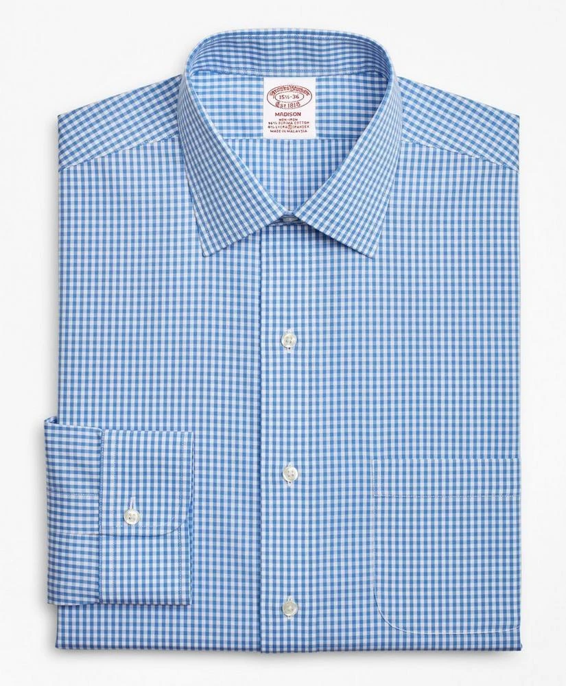 商品Brooks Brothers|Stretch Madison Relaxed-Fit Dress Shirt, Non-Iron Gingham,价格¥314,第4张图片详细描述