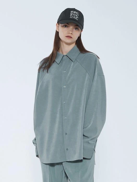 商品SYNC|Oversized Flowy Shirt Sax Blue,价格¥648,第3张图片详细描述