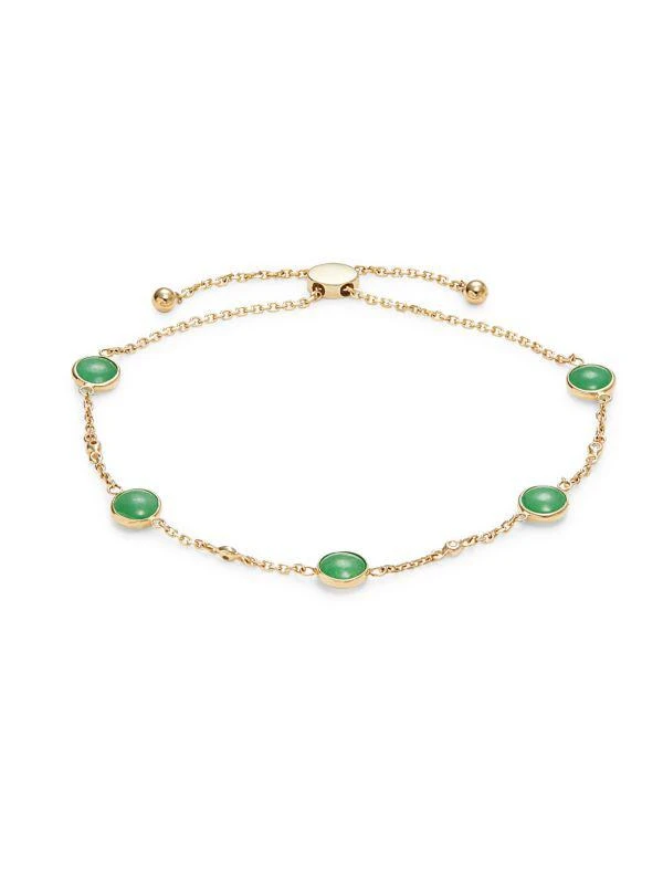 商品Effy|14K Yellow Gold, Jade & Diamond Bolo Bracelet,价格¥3039,第1张图片