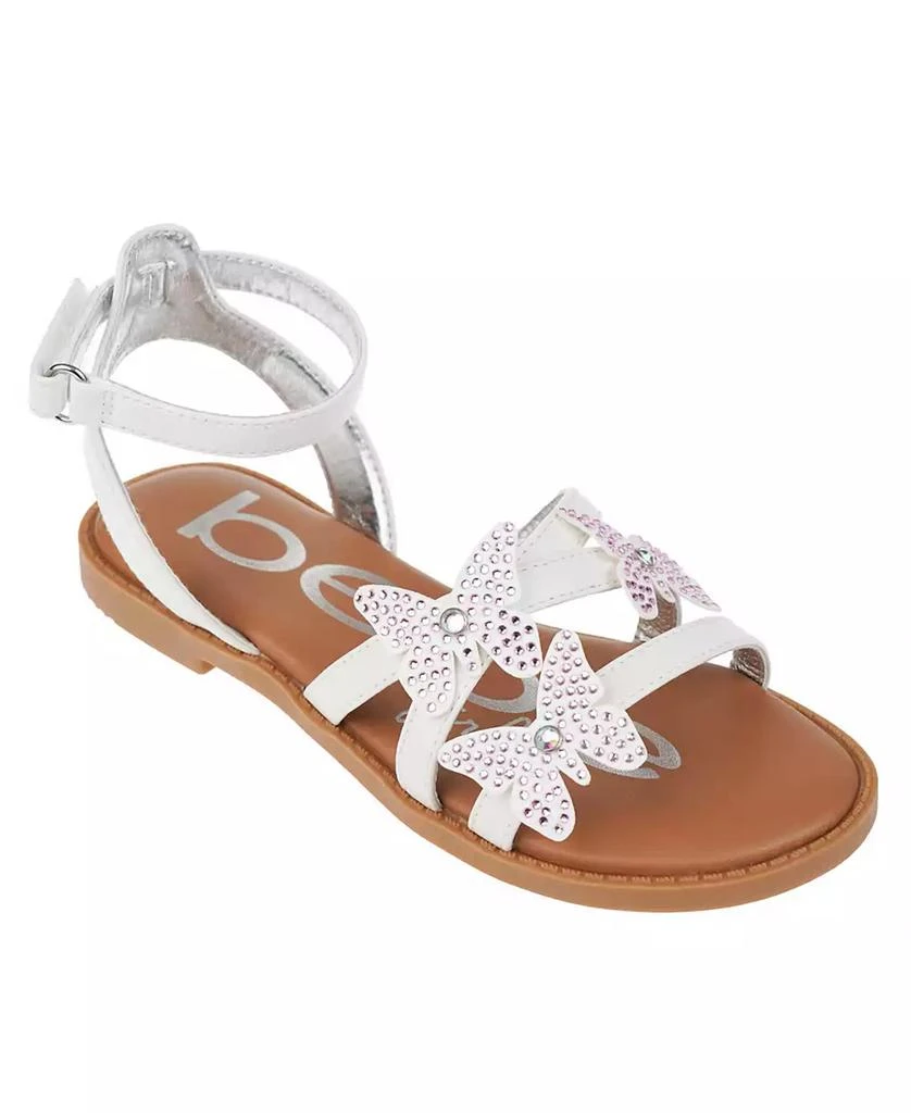 商品Bebe|Big Girl's Strappy Sandal with Rhinestone Butterfly Appliques Polyurethane Sandals,价格¥143,第1张图片