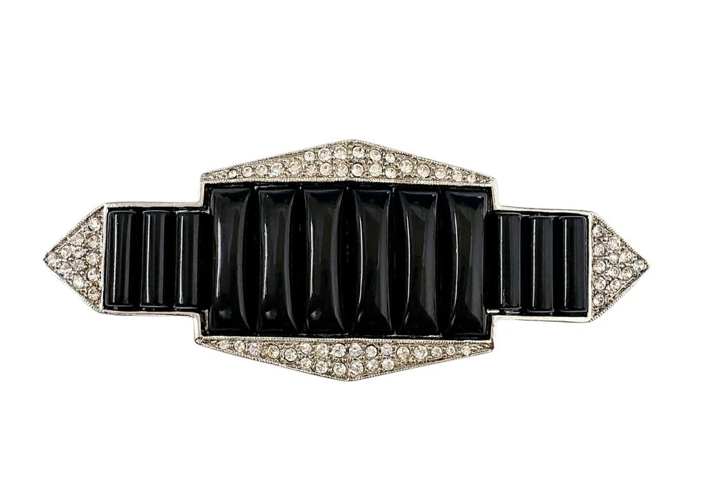 商品Kenneth Jay Lane|Silver with Crystal and Black Deco Pin,价格¥596,第1张图片
