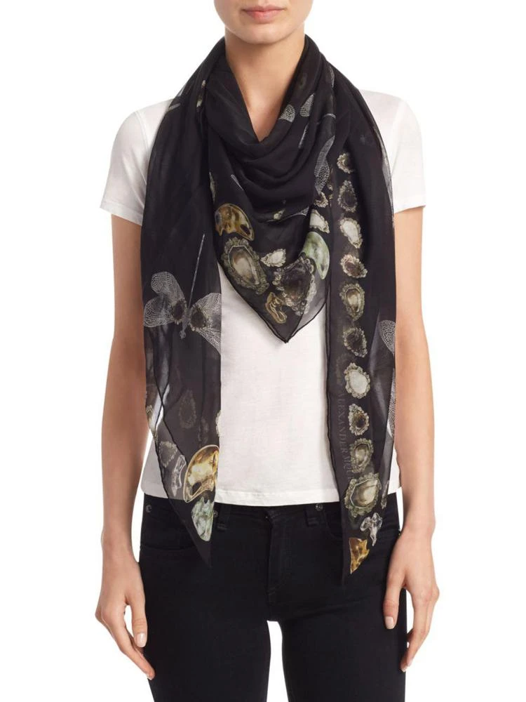 商品Alexander McQueen|Jeweled Dragon Flyes Silk Shawl,价格¥2020,第1张图片