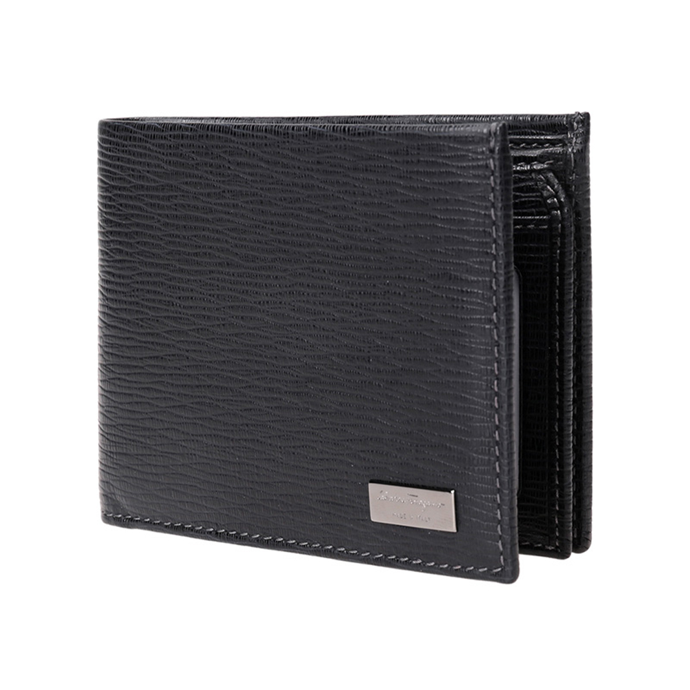 Salvatore Ferragamo 菲拉格慕 男士黑色压纹牛皮短款对折钱包钱夹 66-7067-0351326商品第3张图片规格展示